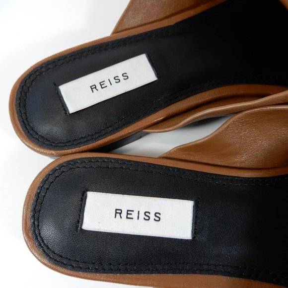 Reiss Brooke Slide Flat SANDALS Size 38 7.5 Brown Leather NEW $225 - Picture 8 of 15